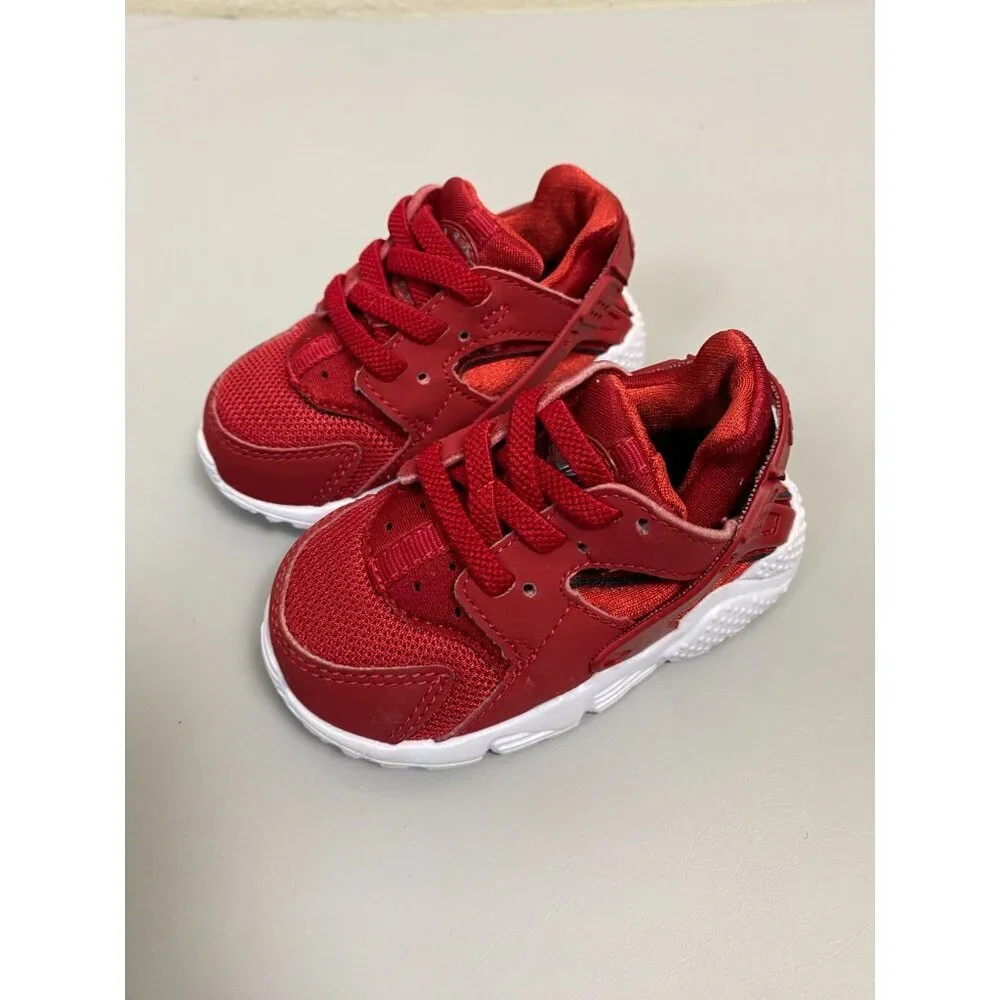Nike Huarache Run Toddler Red White Sneakers Shoes Kids Size 4 C